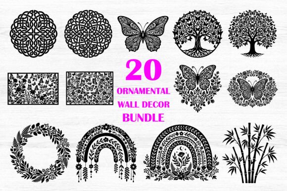 20 Ornamental Wall Decor SVG Bundle for Crafts and Graphics