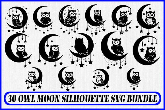 30 Owl Moon Silhouette SVG Bundle