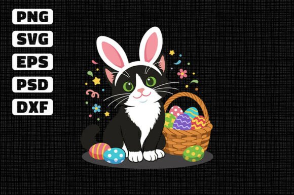 Easter Bunny Cat Graphics for T-Shirt Designs