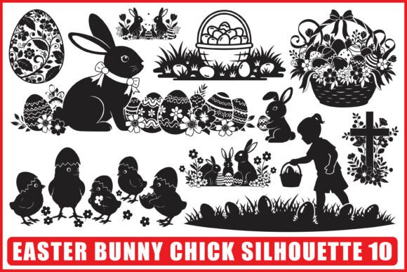 Easter Bunny Chick SVG Bundle Graphics
