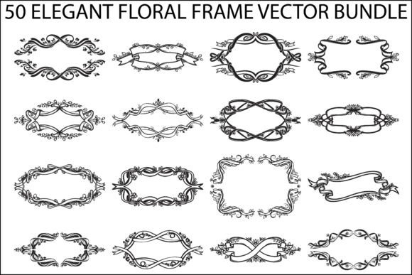 Elegant Floral Frame Vector Bundle Graphics