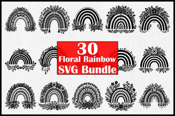 Floral Rainbow Graphics for Crafts