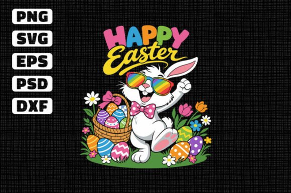 Happy Easter Bunny Sunglasses Graphics for T-Shirt Designs