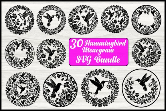 Hummingbird Monogram SVG Bundle for Graphics and Crafts