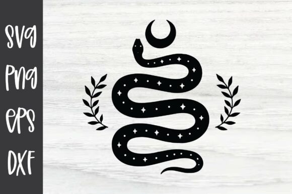 Mystical Snake with Moon SVG for Graphic Design