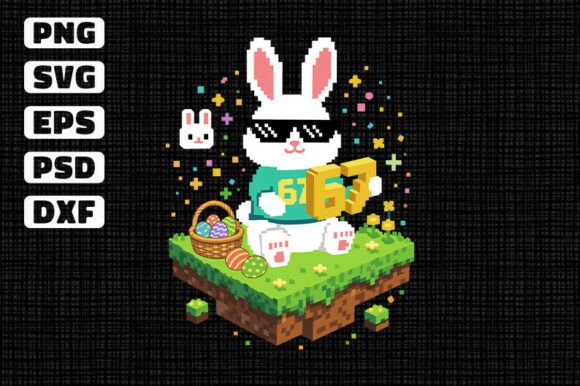 Pixel Easter Bunny 67 Graphics for T-Shirt Designs