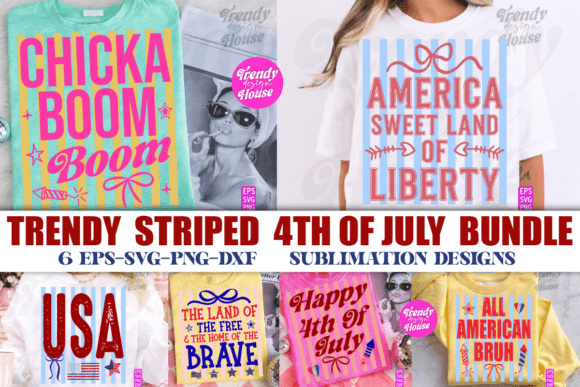 Striped Girly Patriotic Graphics for Local Business Branding