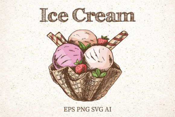 Vintage Waffle Bowl Ice Cream Graphics